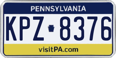 PA license plate KPZ8376