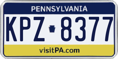 PA license plate KPZ8377