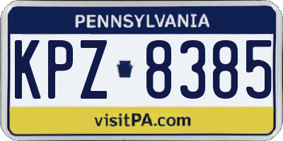 PA license plate KPZ8385