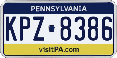 PA license plate KPZ8386