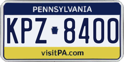 PA license plate KPZ8400