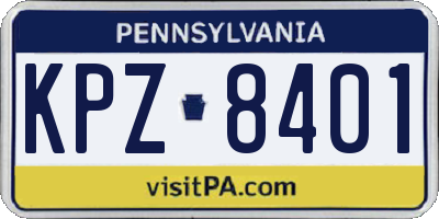 PA license plate KPZ8401