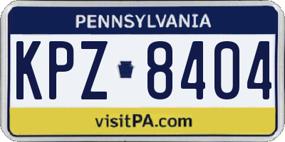 PA license plate KPZ8404