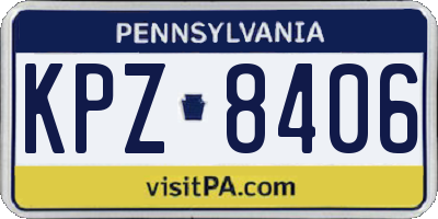 PA license plate KPZ8406