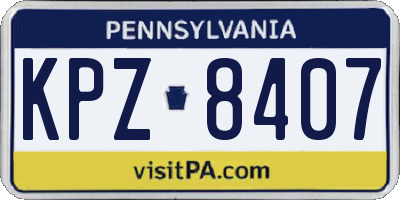 PA license plate KPZ8407