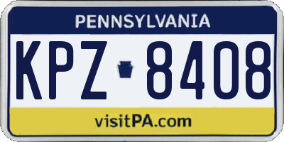 PA license plate KPZ8408