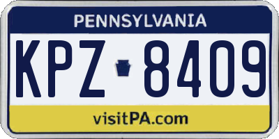 PA license plate KPZ8409