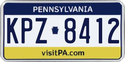 PA license plate KPZ8412