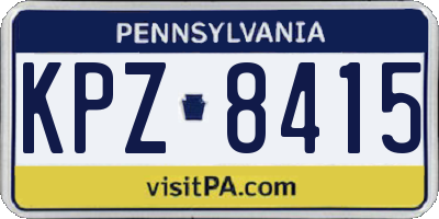 PA license plate KPZ8415