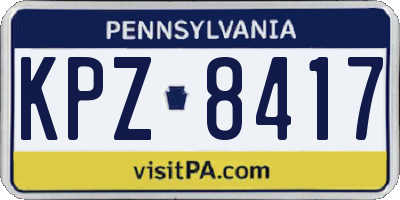 PA license plate KPZ8417