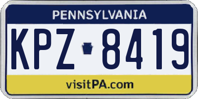 PA license plate KPZ8419