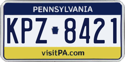 PA license plate KPZ8421