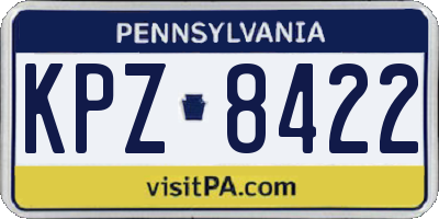 PA license plate KPZ8422