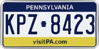 PA license plate KPZ8423