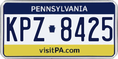 PA license plate KPZ8425