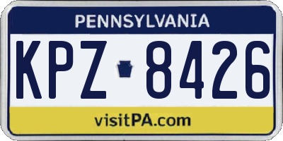 PA license plate KPZ8426