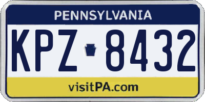 PA license plate KPZ8432