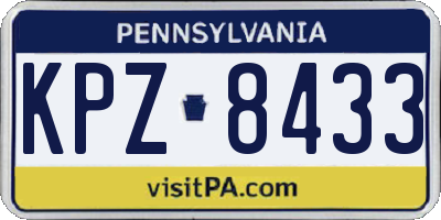 PA license plate KPZ8433