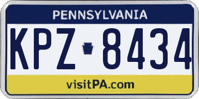 PA license plate KPZ8434