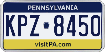 PA license plate KPZ8450