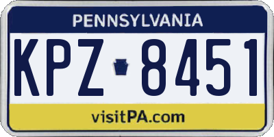 PA license plate KPZ8451