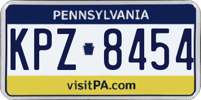 PA license plate KPZ8454