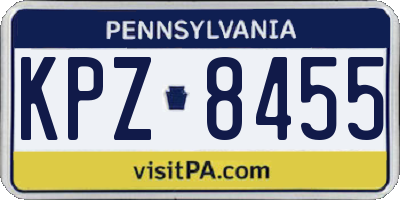 PA license plate KPZ8455