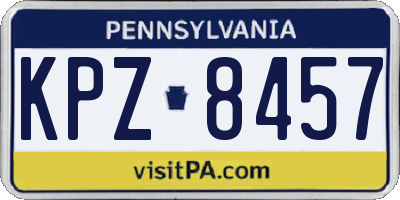 PA license plate KPZ8457
