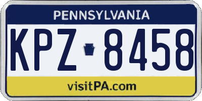 PA license plate KPZ8458