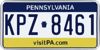 PA license plate KPZ8461