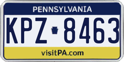 PA license plate KPZ8463