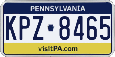 PA license plate KPZ8465