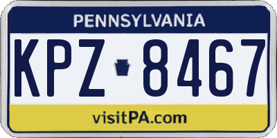 PA license plate KPZ8467