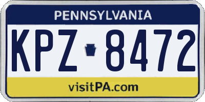 PA license plate KPZ8472