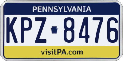 PA license plate KPZ8476