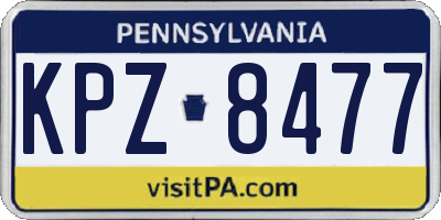 PA license plate KPZ8477