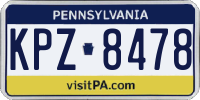 PA license plate KPZ8478