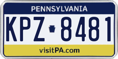 PA license plate KPZ8481