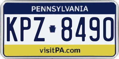 PA license plate KPZ8490