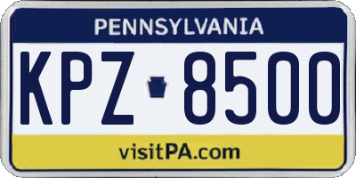 PA license plate KPZ8500