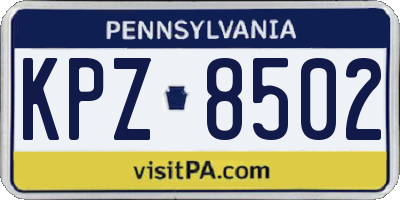 PA license plate KPZ8502
