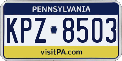 PA license plate KPZ8503