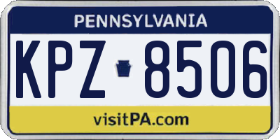 PA license plate KPZ8506