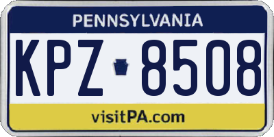PA license plate KPZ8508