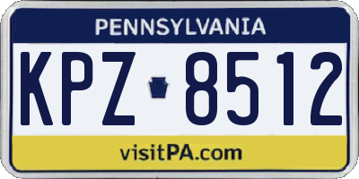 PA license plate KPZ8512