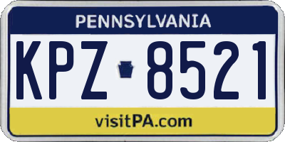 PA license plate KPZ8521