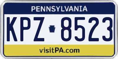 PA license plate KPZ8523