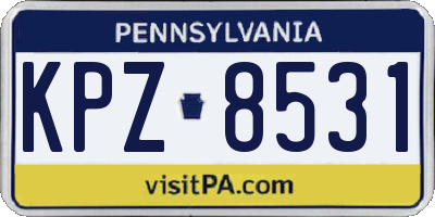 PA license plate KPZ8531