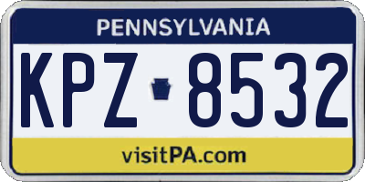 PA license plate KPZ8532