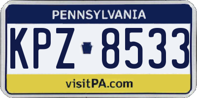 PA license plate KPZ8533